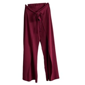 Love University Raspberry Plus Tie Front Wide Leg Pants (2XL)